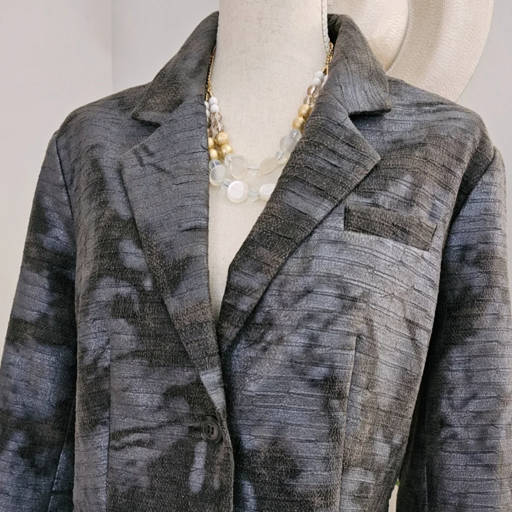 XL Chi by Falsi Brown Silver Metallic Elegant Blazer